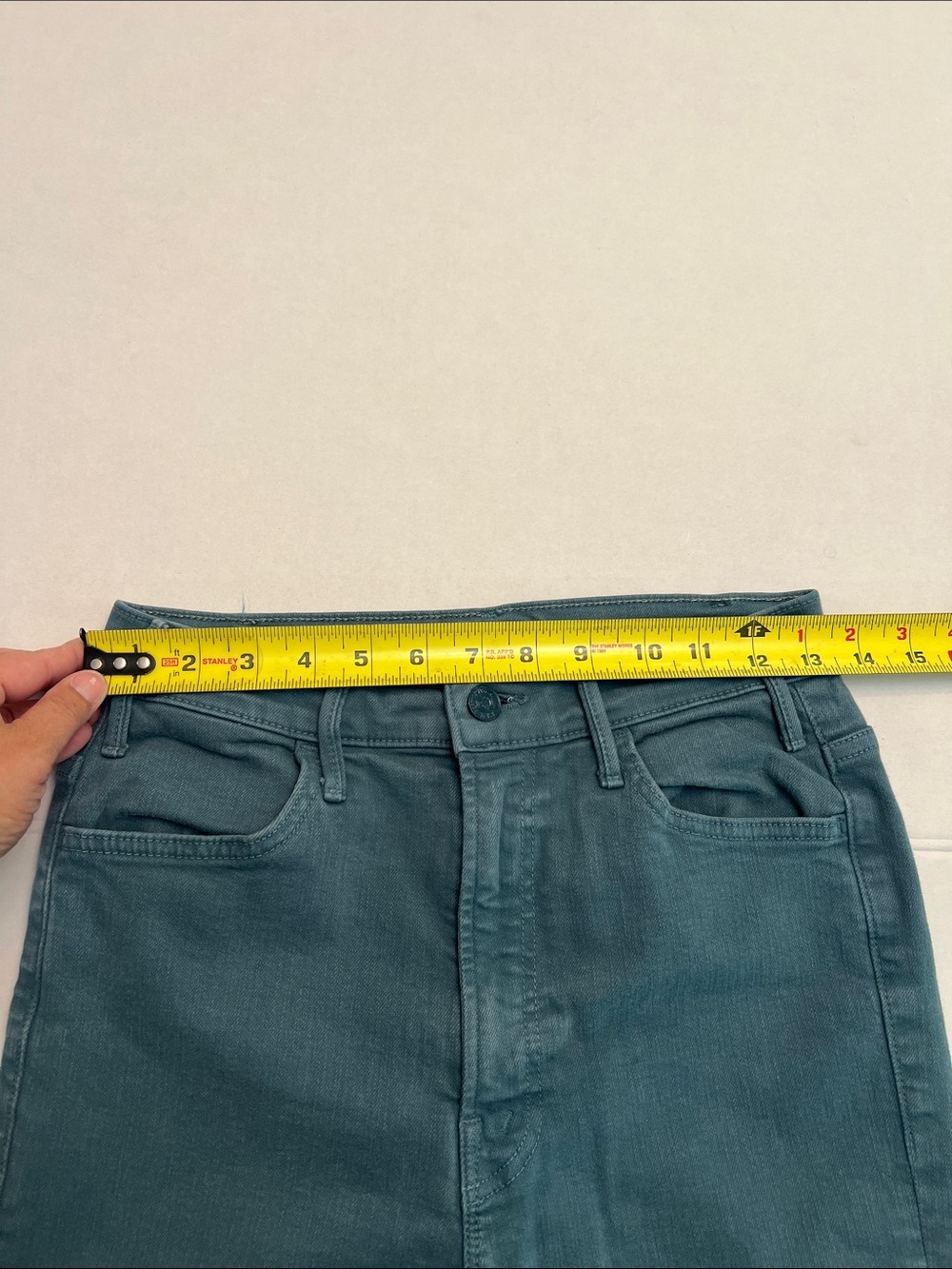 MOTHER DENIM THE HUSTLER ANKLE FRAY IN PLAY DATE GREEN WASH SIZE 28 - Picture 12 of 16